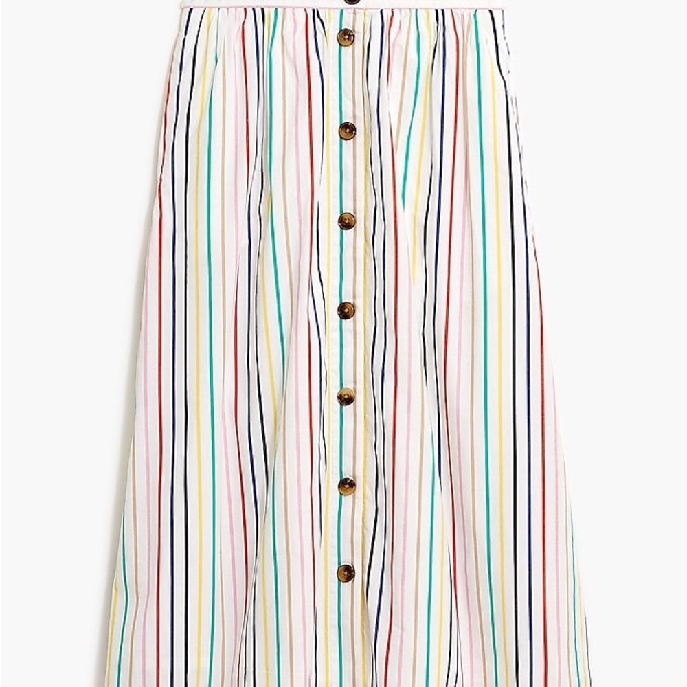 J. Crew Rainbow Button poplin midi skirt size small